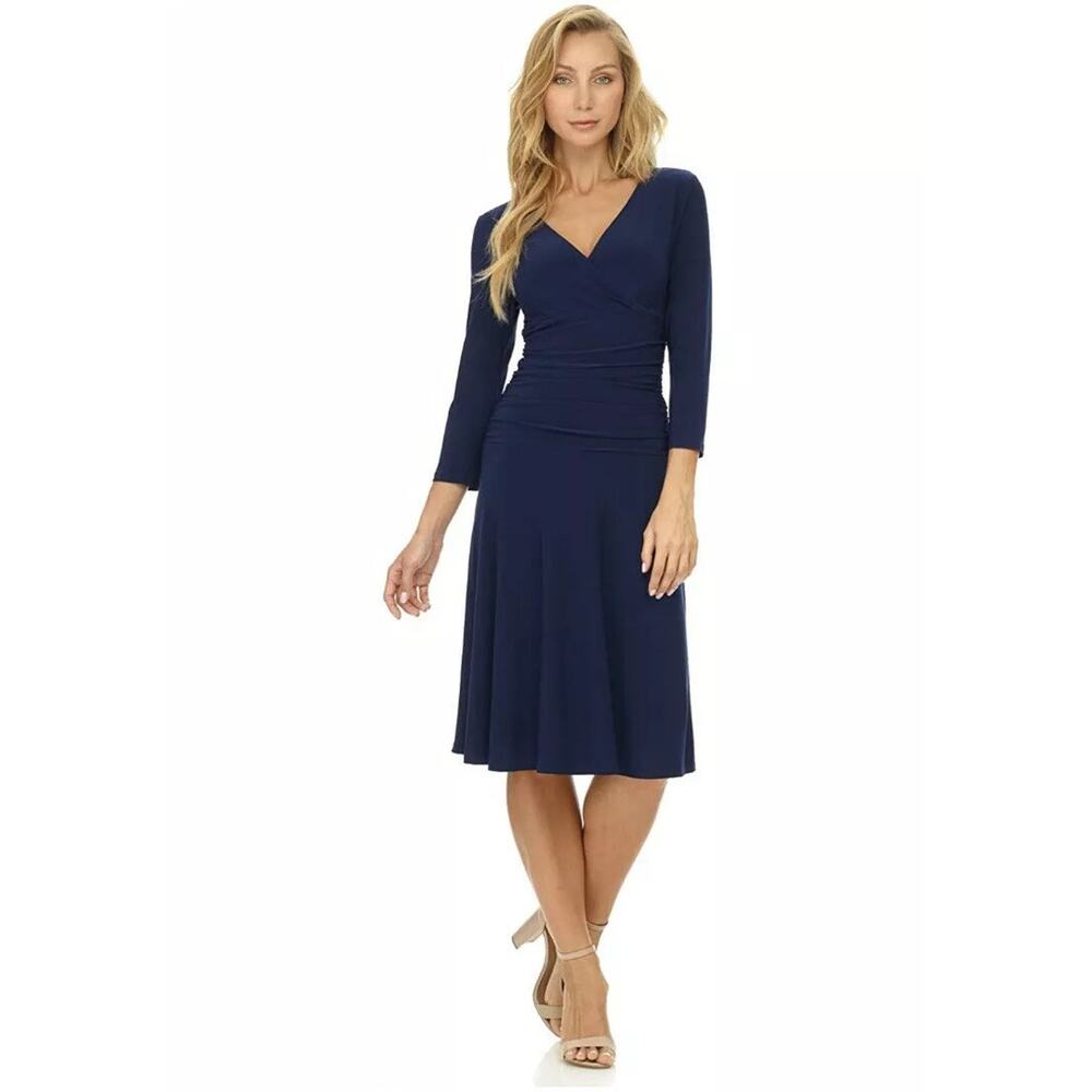 Rekucci Women's Slimming 3/4 Sleeve Fit-and-Flare Tummy Control Dress - Picture 4 of 6
